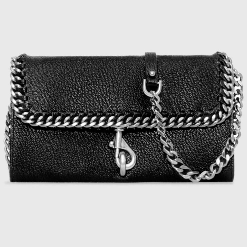 Rebecca Minkoff - Edie Wallet On Chain With Woven Chain - Black